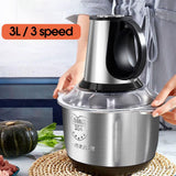 3Speeds Electric Meat Grinder Large Stainless Steel Meat Mincer 3L Food Processor Household Electric Chopper