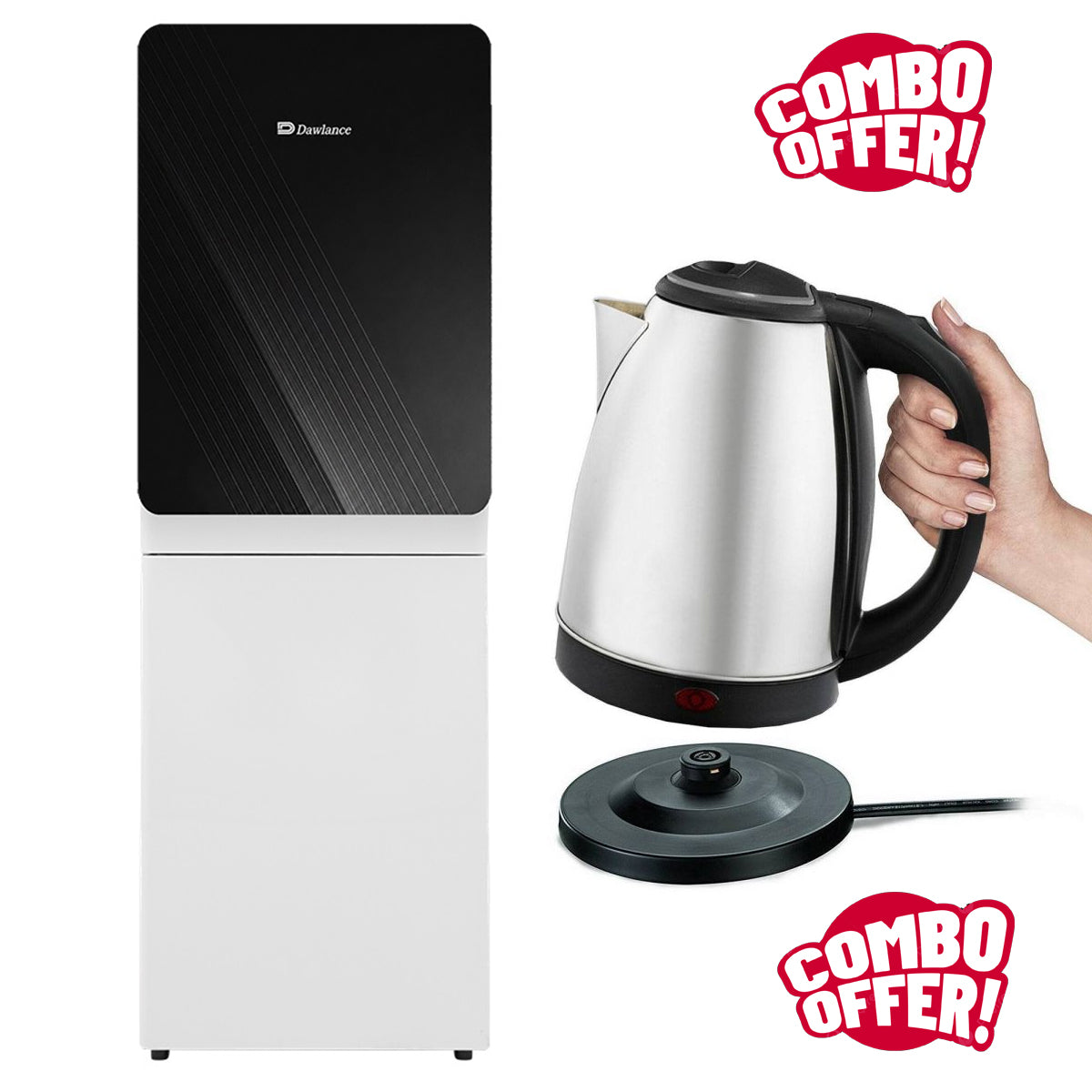 Dawlance Water Dispenser WD-1051 CN Grey 2 Taps with Refrigerator + FREE Electric Kettle