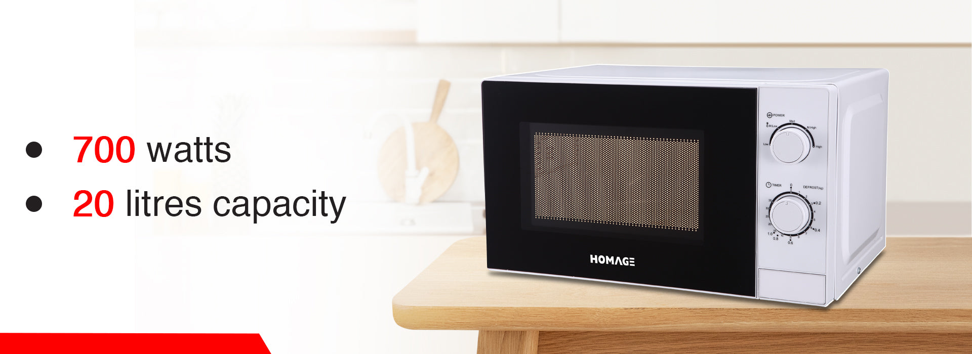 Homage Microwave Oven (HMSO-2017W) - 20 Liters