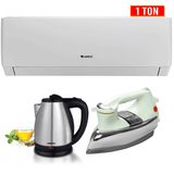 Gree 1 Ton Inverter AC Heat and Cool- Latest Model - GS-12PITH11W - Pular Series + Premium Electric Kettle + Premium Iron