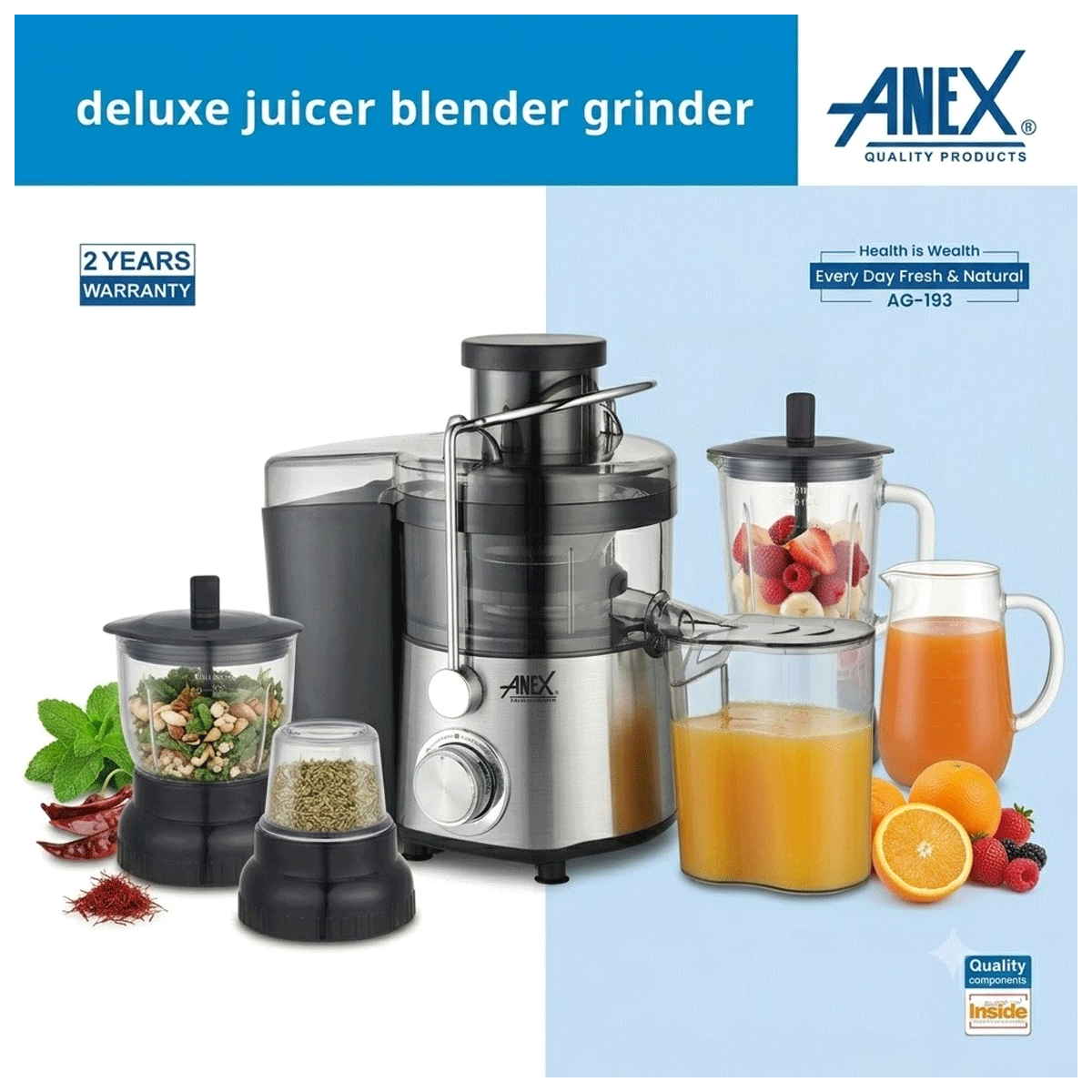 Anex Deluxe Juicer – Blender & Grinder AG-193GL