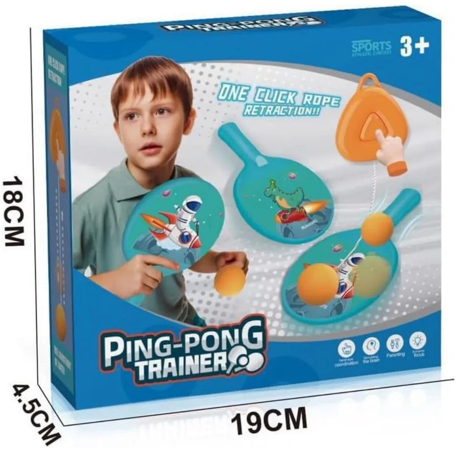 Kids Ping-Pong Trainer Single Racket Set with One-Click Rope Retraction – ITEM NO 55809A-2