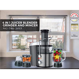 National Gold (NG) - Juicer Blender - 4 IN 1 - 800W - 1.L Glass Jar - Steel Black Body - NG786-2015