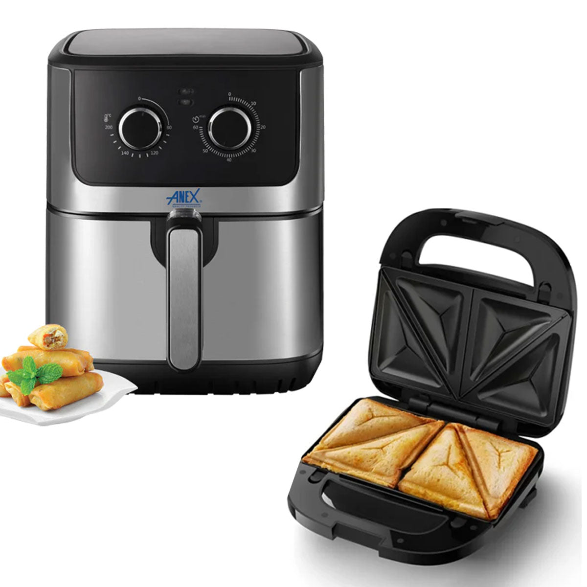 Anex AG-2016 Deluxe Air Fryer - 6.5 Liters + Premum Sandwich Maker