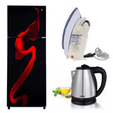 Pel PRGD 21860 Glass Door Refrigerator - 14 CFT + Premium Electric Kettle + Premium Iron