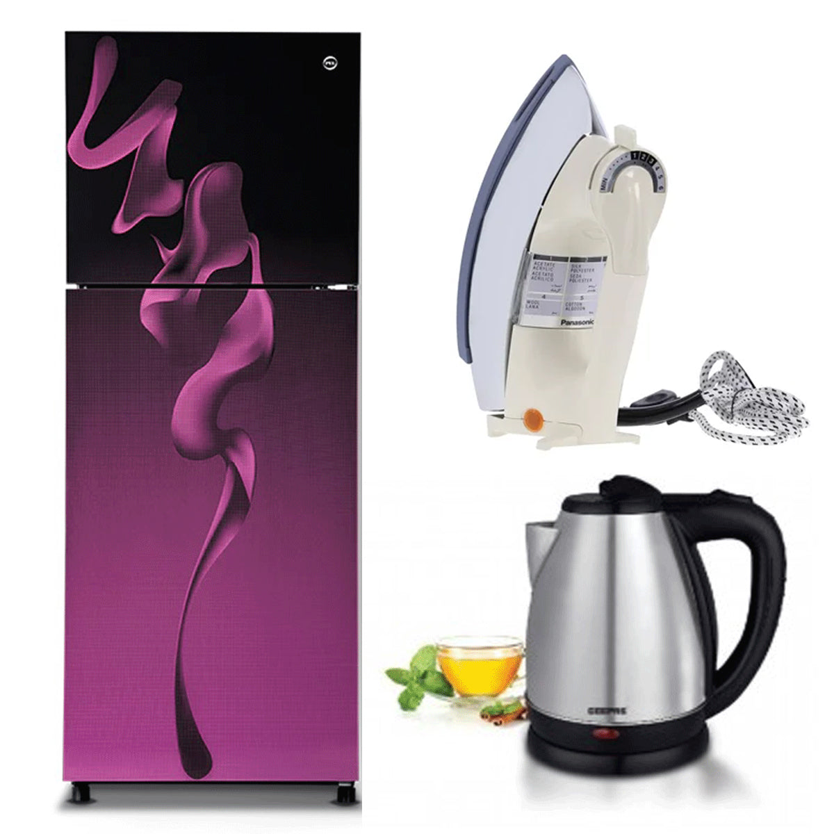 Pel PRGD 2200 Glass Door Refrigerator - 7 CFT  + Premium Electric Kettle + Premium Iron