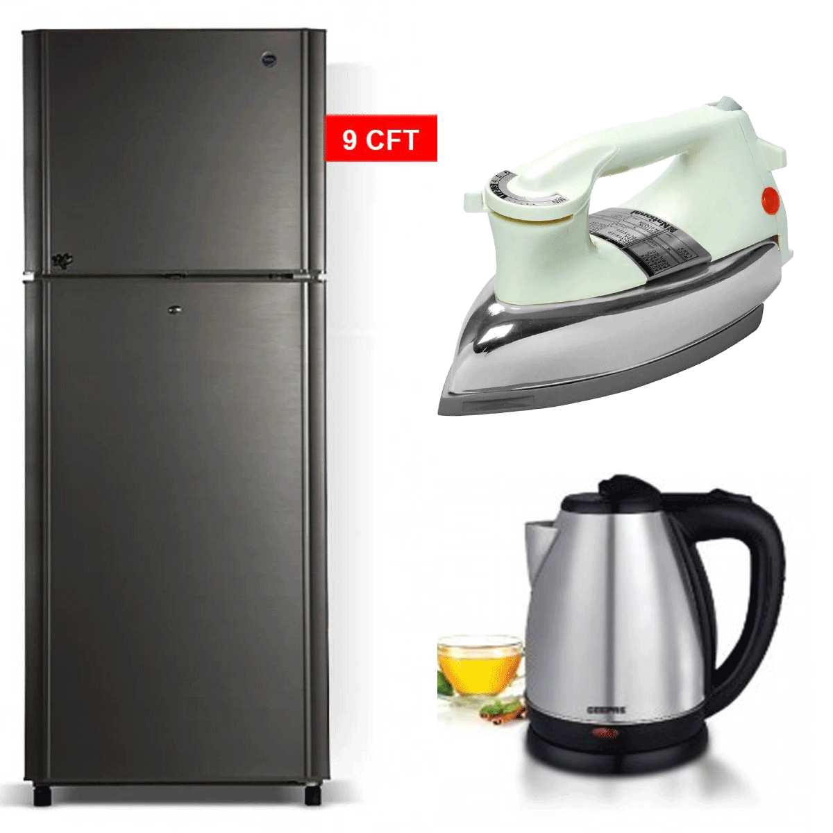 Pel PRL 6450 Refrigerator - 12 CFT + Premium Electric Kettle + Premium Iron