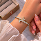 Open-Cuff Crystal-Studded Butterfly Gold  Bracelet⭐ for Women – Elegant Designer-Inspired Wristwear