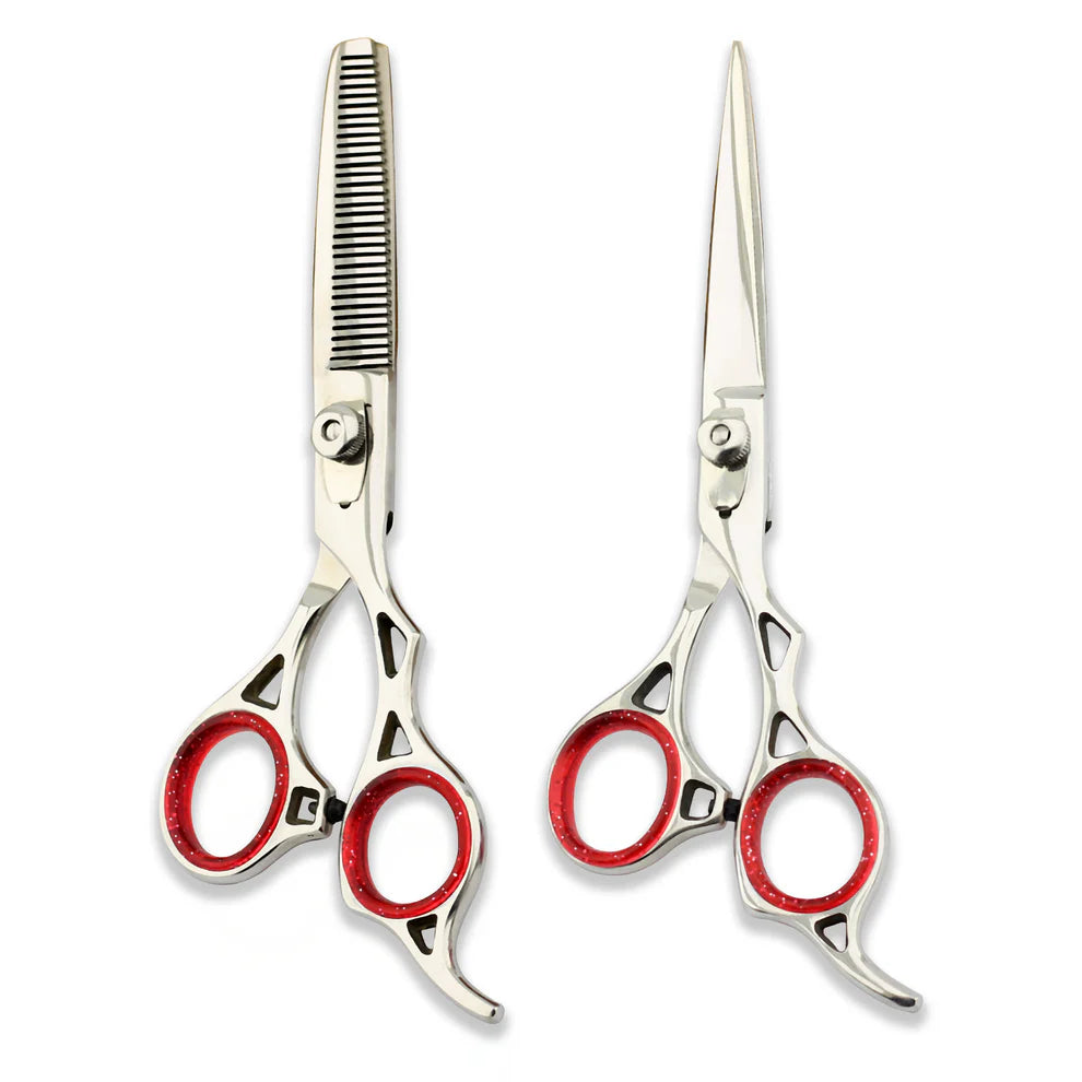 Self Barber Kit with Silver 6.5 Inch Offset Scissors