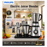 Philips Electric Juicer Blender 3-In-1 Heavy Duty Stainless Steel Grinder Machine (Local Pakistani Made)