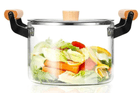 3.5L Clear Glass Pot for Cooking on Stove, Big Glass Cooking Pot with Wooden Handle, Large Glass Simmer Pot for Stove Potpourri, Glass Frying Pot with Clear Lid for Boiling Pot