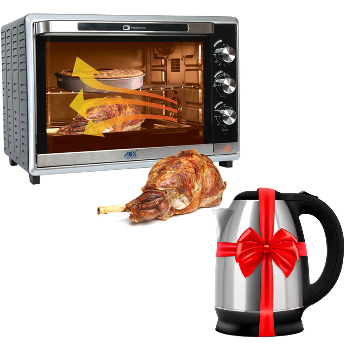 AG-3072 Deluxe Oven Toaster with Convection Fan + Premium Electric Kettle