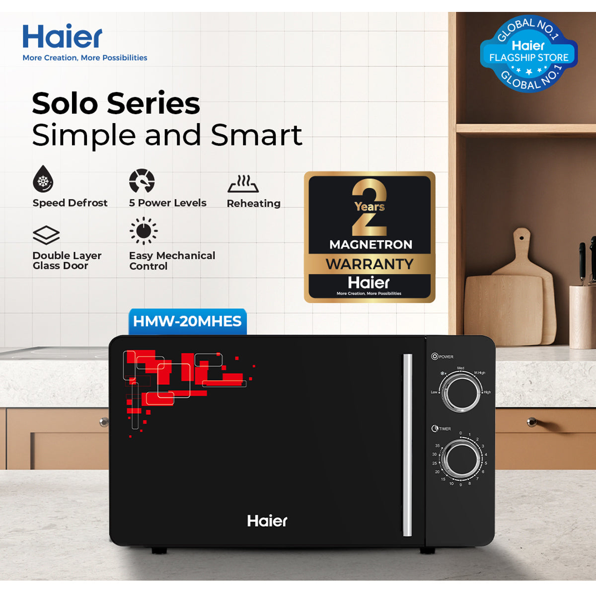 Haier Microwave Oven HMW-20MHES (20 Liters, 700W)