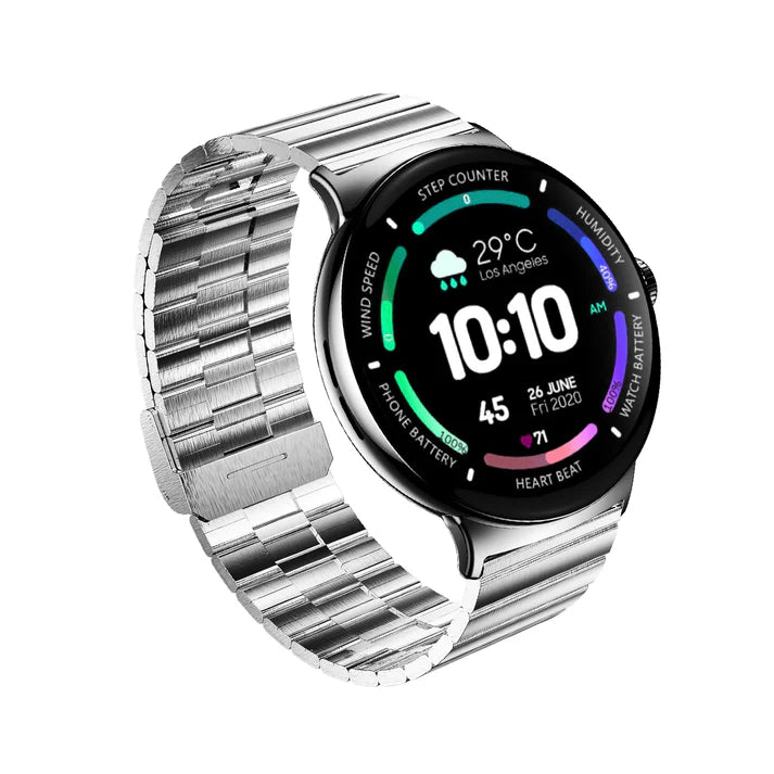 Faster NERV Watch 4 Pro - 3 Straps: Silver Chain + Grey Silicon + Neck Band