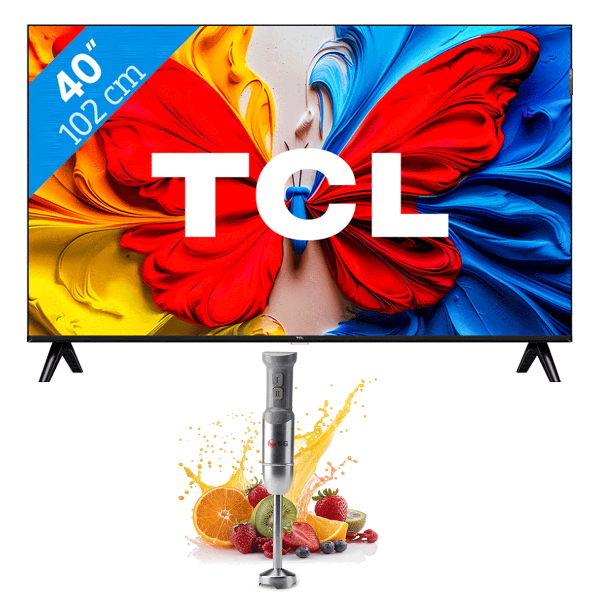 TCL 40 Inch QLED 40S51K (2025) Full HD Android Smart TV + SG Hand Blender SG-9900