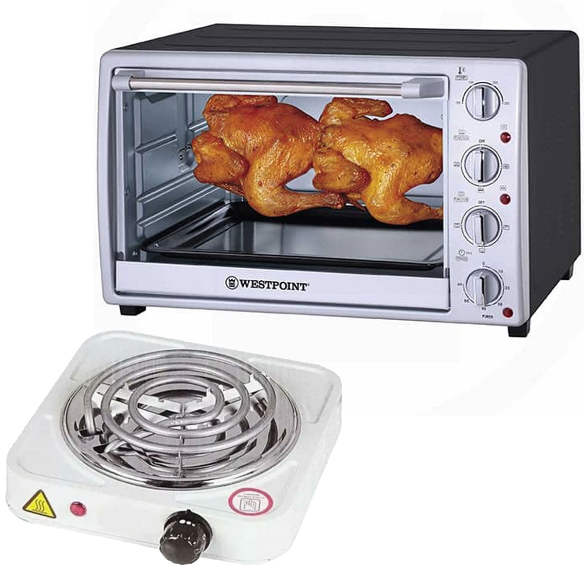 Westpoint Convection Rotisserie Oven with Kebab Grill WF-4800RKC - 48 Litres + Electric Stove/Hot Plate