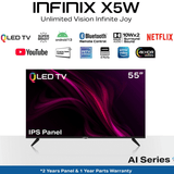 Infinix 55 Inch X5W QLED TV Android 13 AI (Artificial Intelligence) Smart LED Television With 2+1 Year Official Warranty