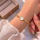 Golden Halo Round Shell Cuff Bracelet