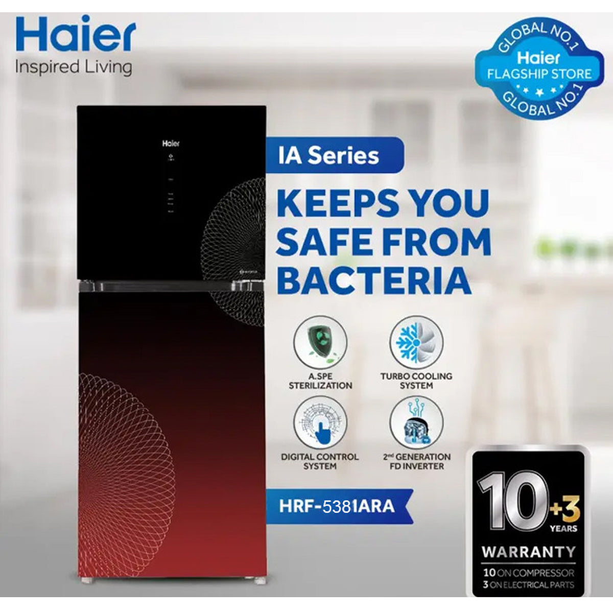 Haier HRF-538 IAPA-IARA Anti-Bacterial Inverter Refrigerator 19 Cubic Feet