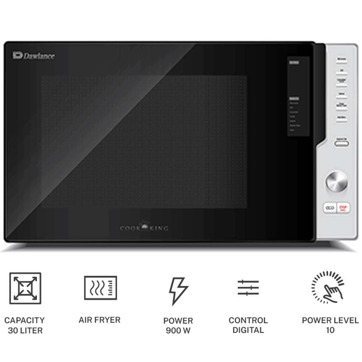 Dawlance Microwave Oven DW 550 Air Fryer Black Large Capacity Grill Cooking Auto Cook Menu 30 Litres