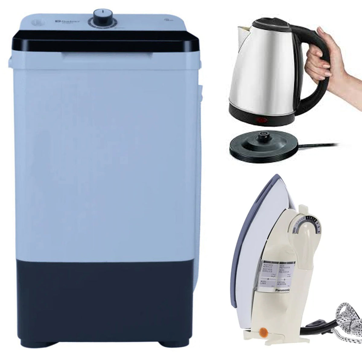 DAWLANCE SPIN DRYER SINGLE TUB Model DS-6000 - 5KG + Premium Electric Kettle + Premun Iron