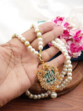 Beautiful Fine Quality Zarcon Stone Calligraphy Pendant With Mala - Z3