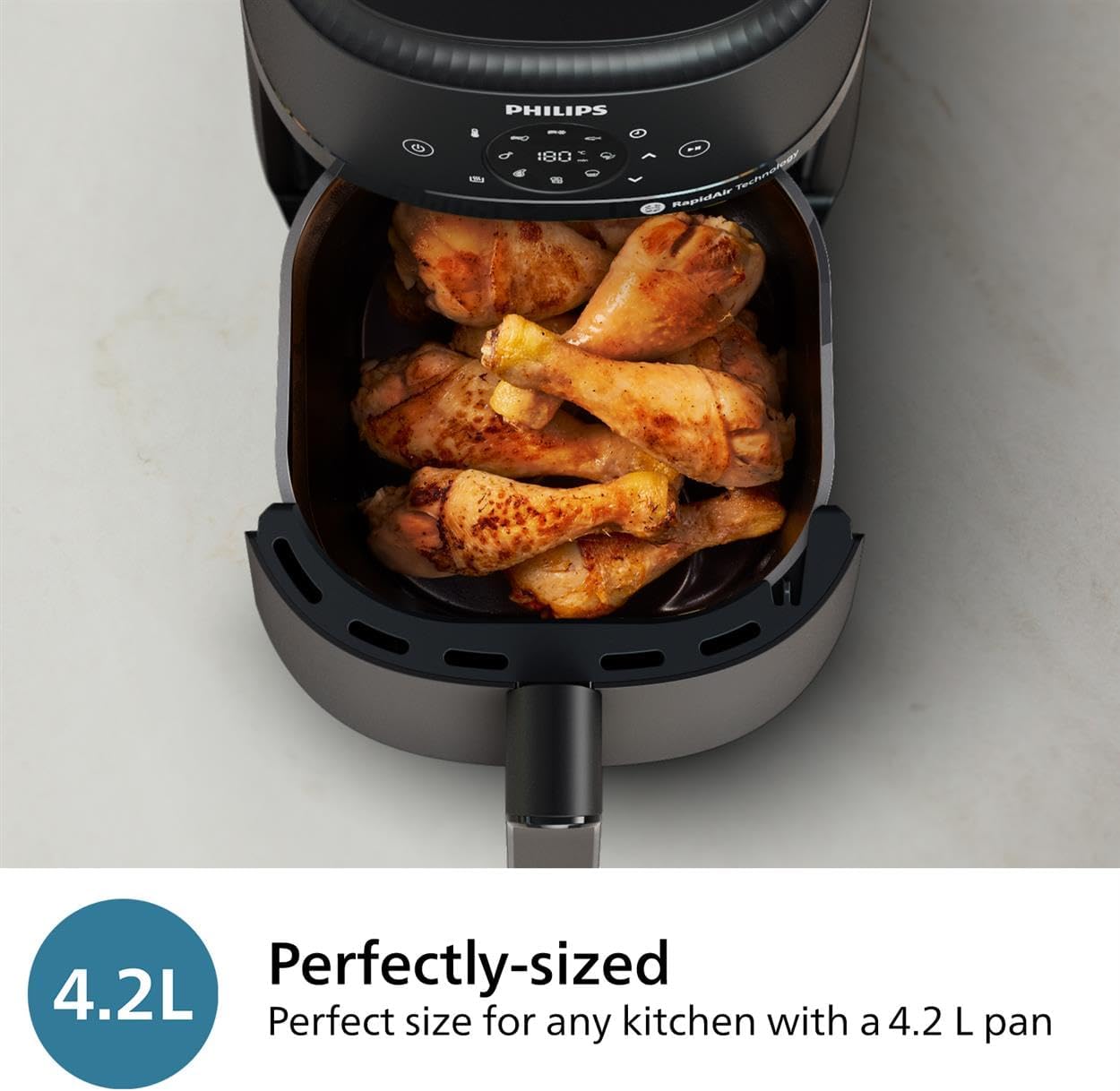 Philips Air Fryer 2000 Series NA229 4.2L – Healthy Frying with RapidAir Technology, 13 Cooking Programs, Touchscreen, Up to 90% Less Fat, Dishwasher Safe