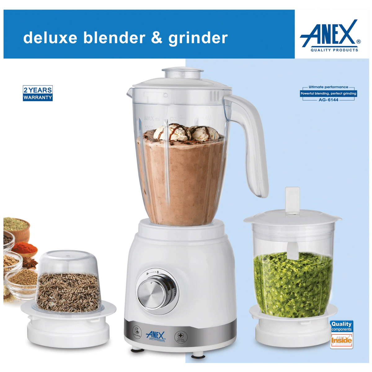 Anex AG-6144 Blender Grinder And Vegetable Chopper 3 In 1