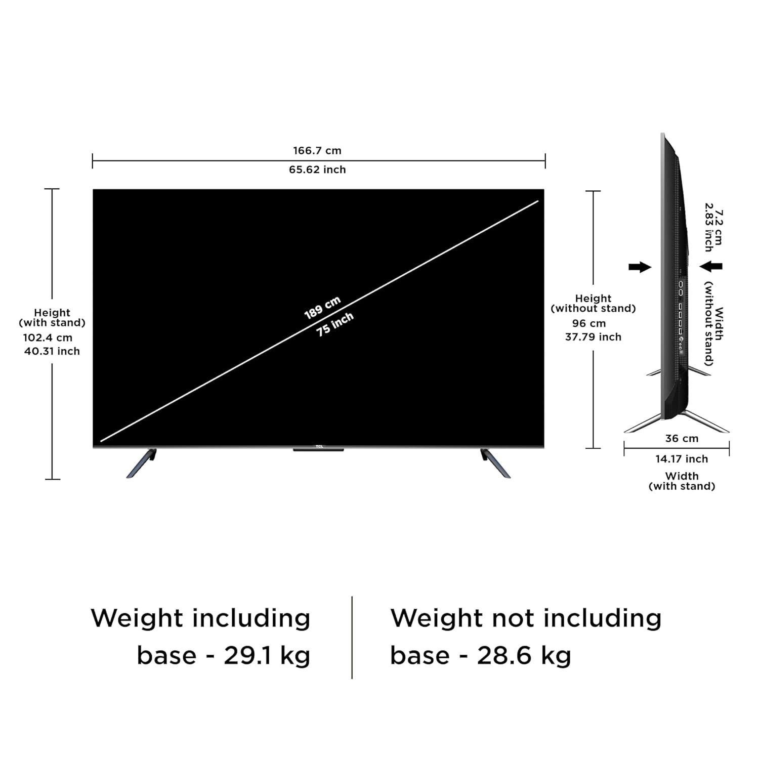 TCL 189 cm (75 inches) 4K Ultra HD Smart QD-Mini LED Google TV 75C755 (Black)