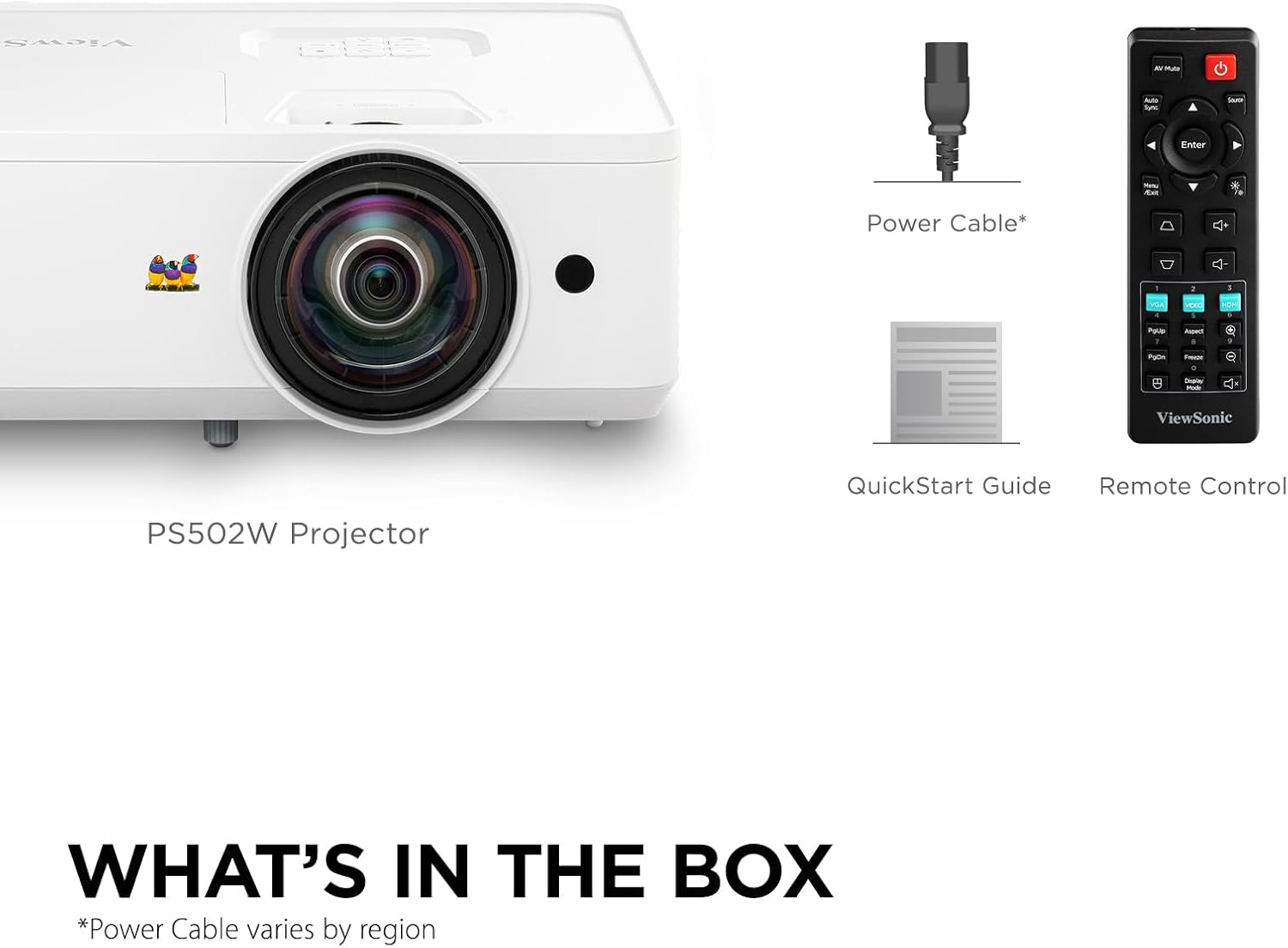 ViewSonic PS502W 4000 Lumens WXGA Short Throw Projector with HDMI and USB Type A Connectivity for Business and Education