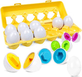 Kids Color & Shape Matching Eggs Set 12 Pieces Educational Toy with Storage Carton – ITEM NO FXB-4
