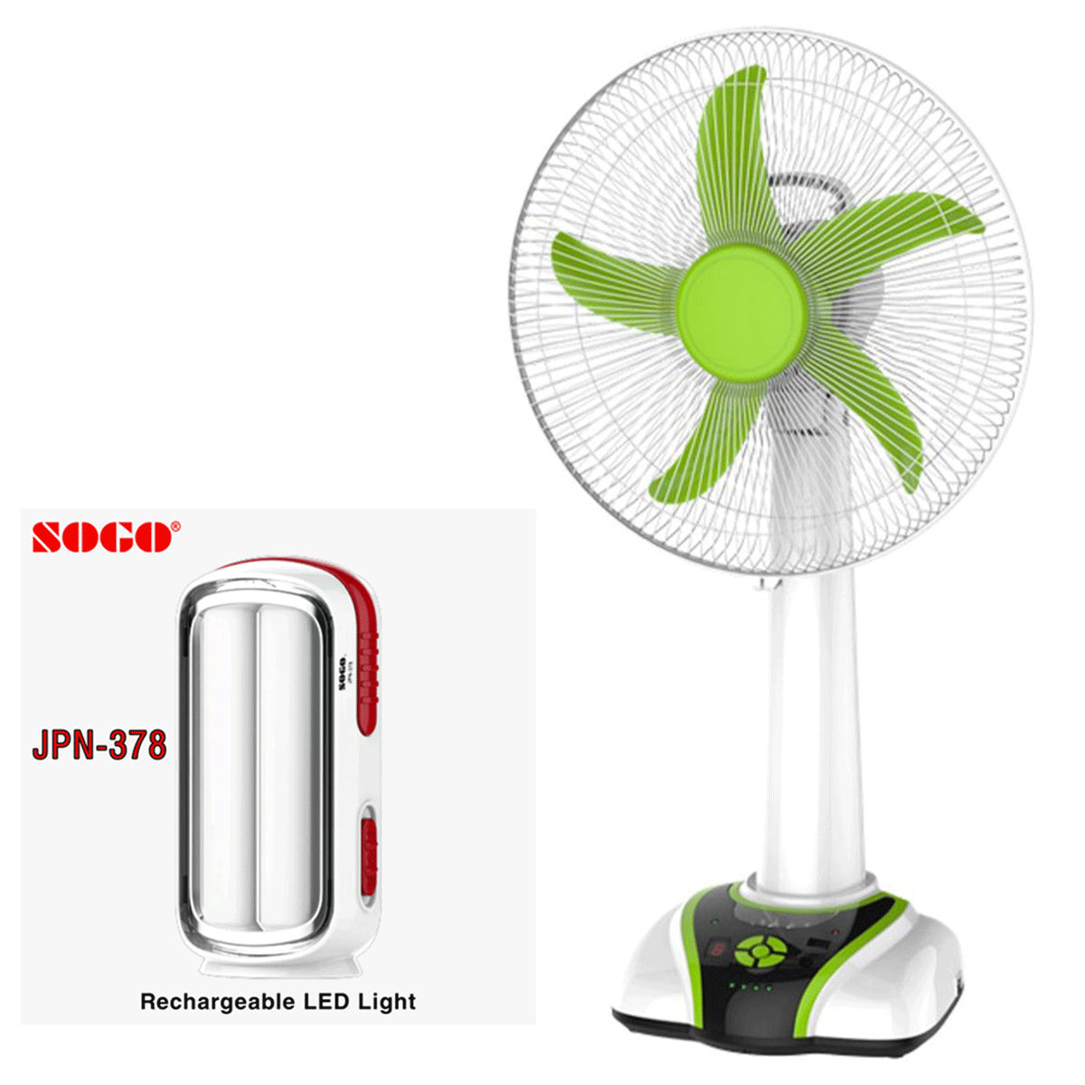 SOGO Rechargeable Fan JPN 631 + Sogo Rechargeable Light JPN-378