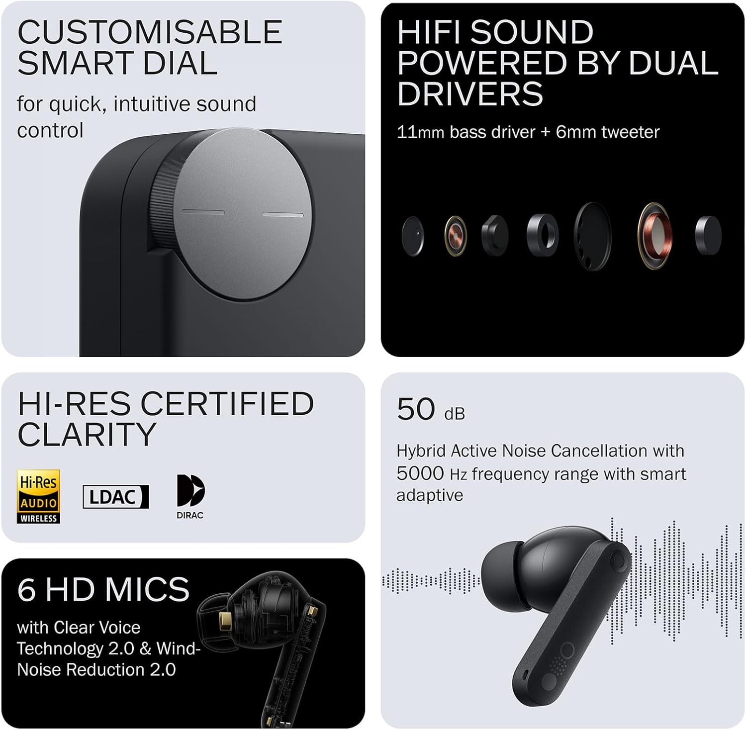 NOTHING CMF Buds Pro 2 Wireless Earbuds, Hi-Res Audio with LDAC, 50 dB Hybrid Noise Cancelling Earbuds, Ultra Bass Technology, Bluetooth 5.3, 43H Play Time with Charging Case, 6 HD Mics Headphones, Blue