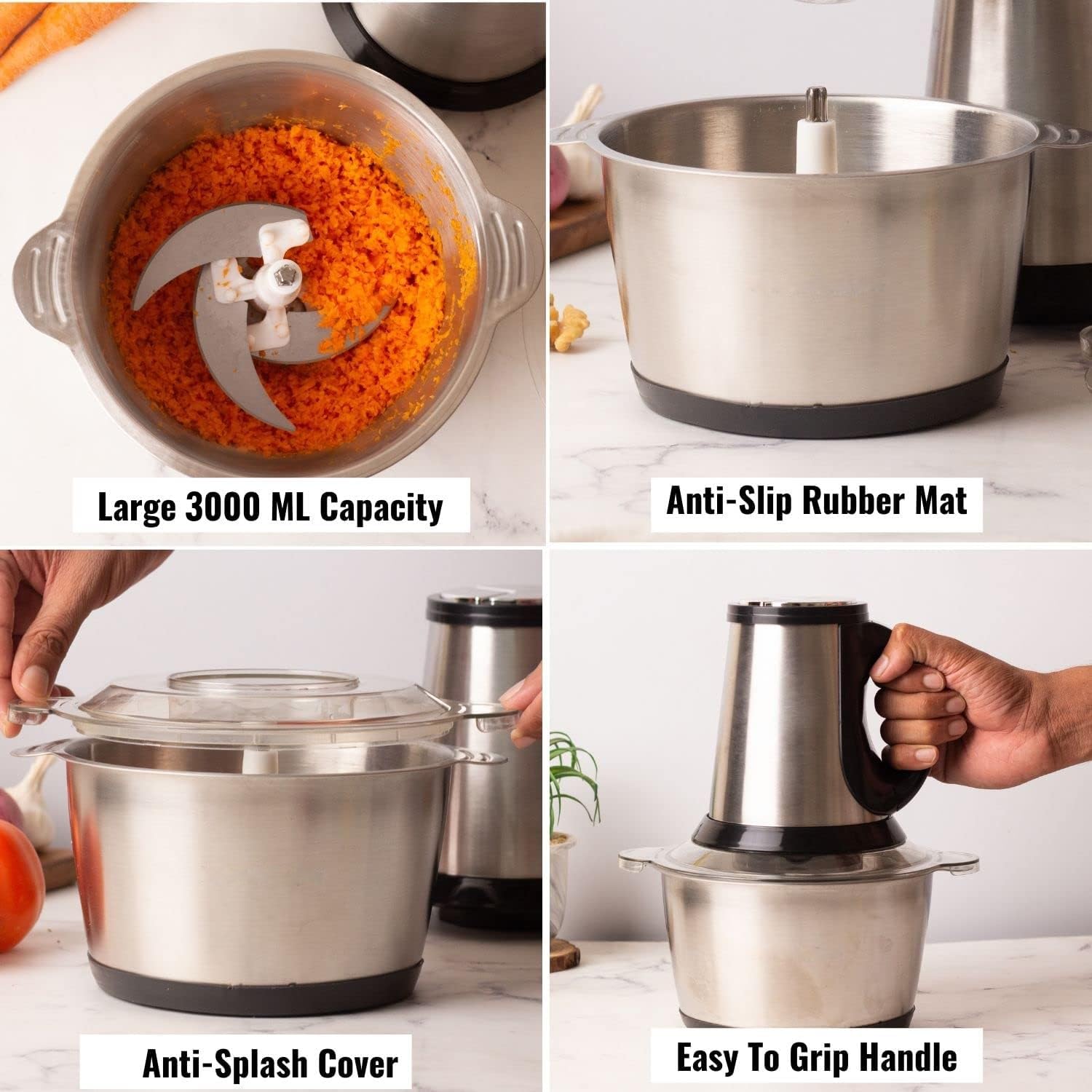 Professional Stainless Steel Electric Meat Grinder Kitchen ELectric Food Chopper Vegetable Cutter Food Processor Mincer Fruit Nuts Slicer With 3L Bowl