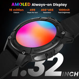 KOSPET Tank S2 Smart Watch for Men Women GPS, 5ATM Waterproof, Pressure/Altitude/Compass, 1.32" AMOLED Display Fitness Tracker(Answer/Make Call), AI Voice Assistant, 24H Sleep/Hear Rate Monitor - Black