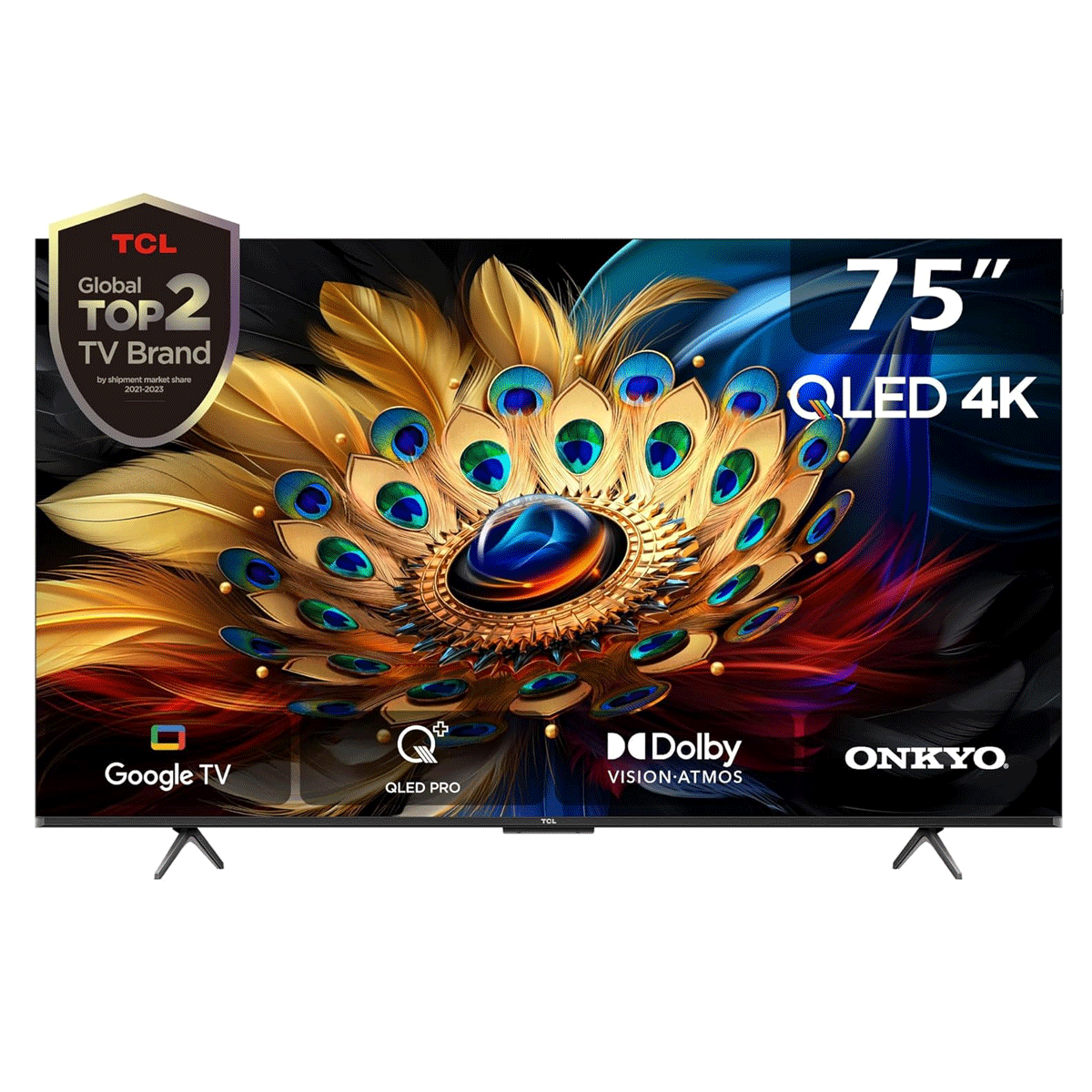 TCL 75 Inch 4K QLED HDR Dolby Vision Atmos Onkyo 2.1CH Slim & Uni-body Google TV 75C655-Pro