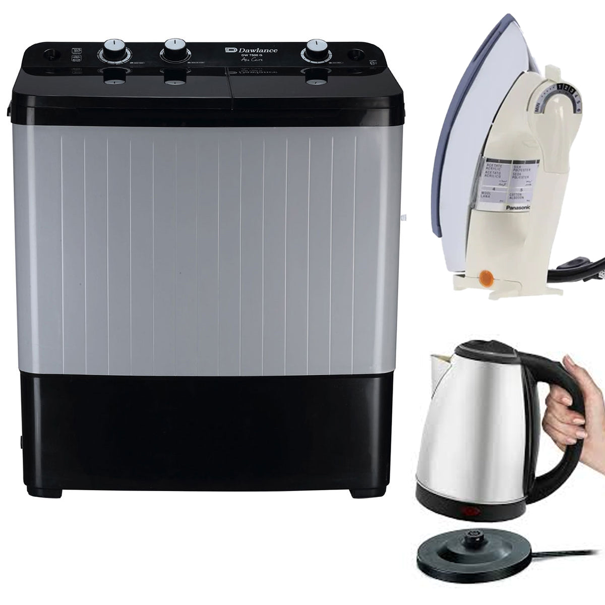 Dawlance Semi Automatic Washing Machine DW-7500 - 10Kg + 3 pcs water bottle set
