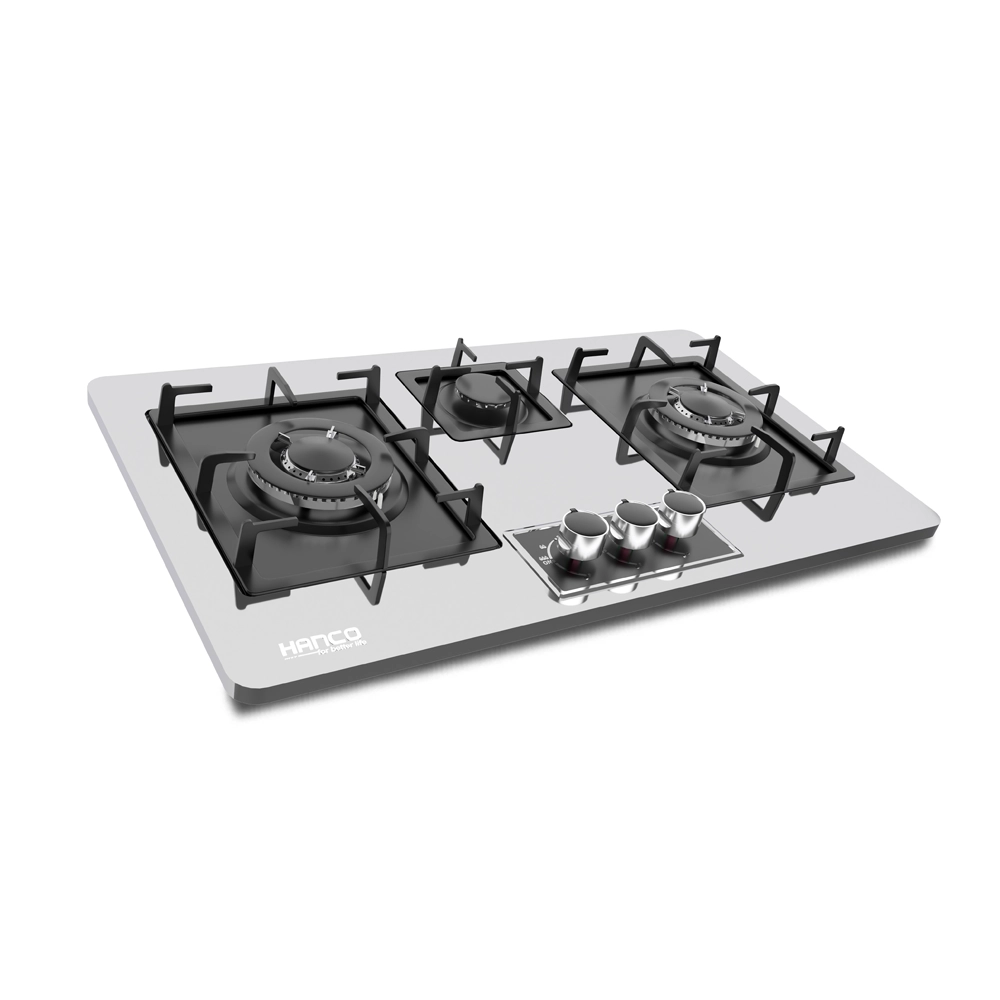 Hanco HH-T760FB 3 Burner, 760 mm, Black Steel, Square Heavy Grill, Sabaf Burner. Heavy Grill