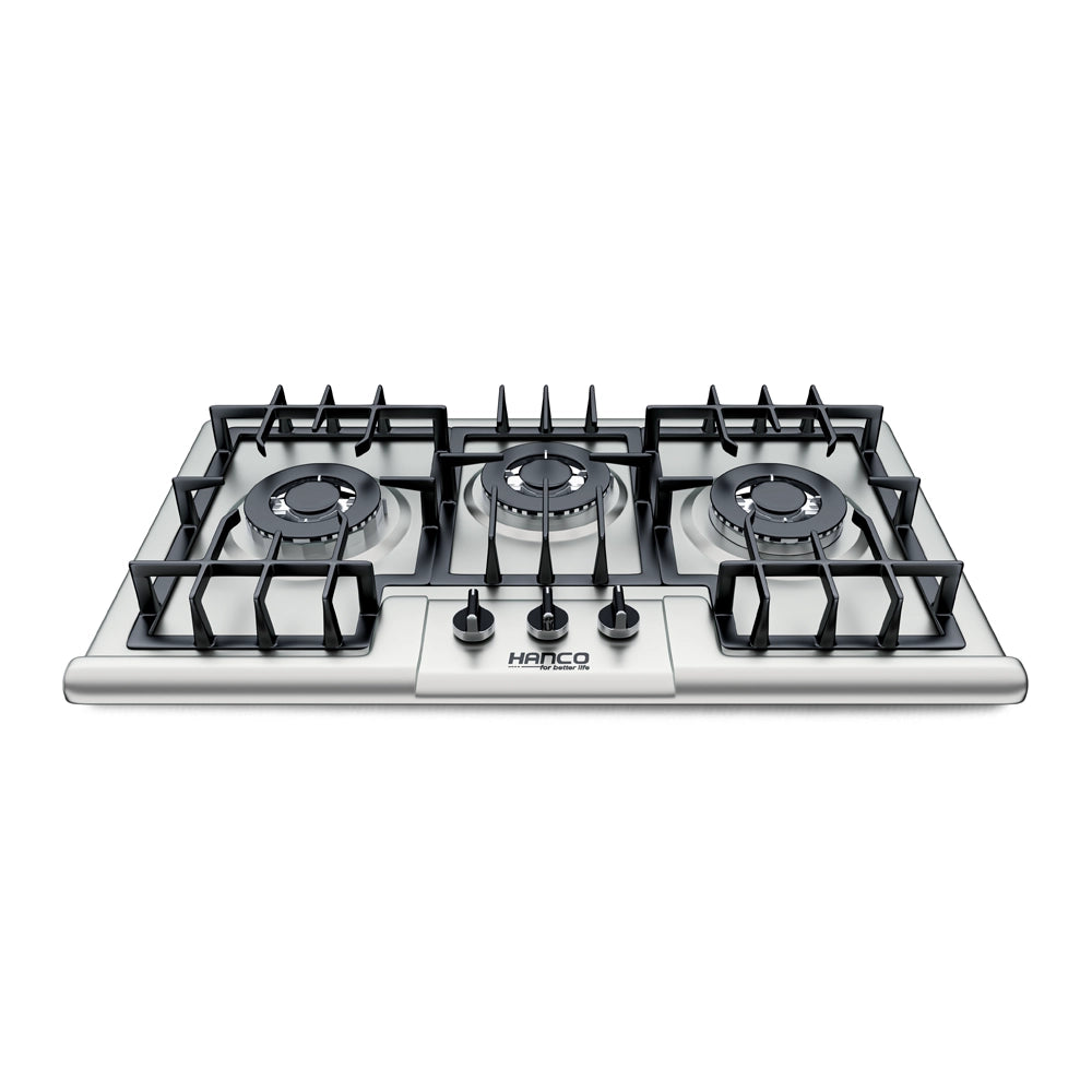 Hanco Regular Hob Stainless Steel Body	Model 781 3 Burner, 800 mm,  Steel, Heavy Grill, Sabaf Burner, -AAA.