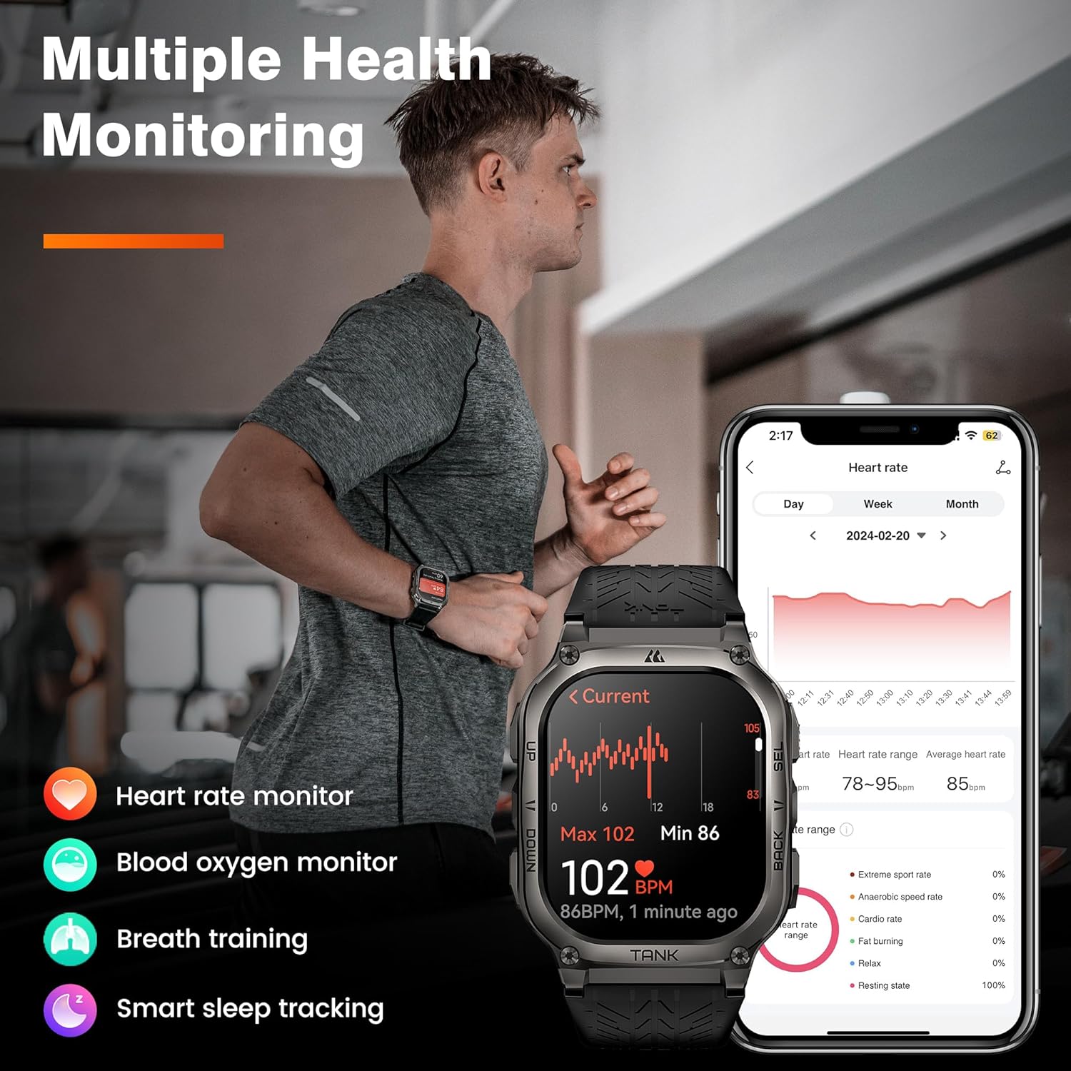 Smart Watch Smart Calorie Tracking Band Bluetooth Heart Rate