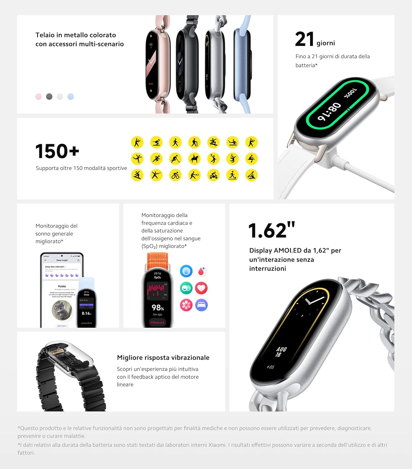 Xiaomi Smart Band 9 Global Version (2024) 1.62" Amoled Display | 233 mAh Battery | up to 21 Days of Battery Life | Over 150 Workout Modes | BT 5.4 | 50M Water Resistant - Mystic Rose