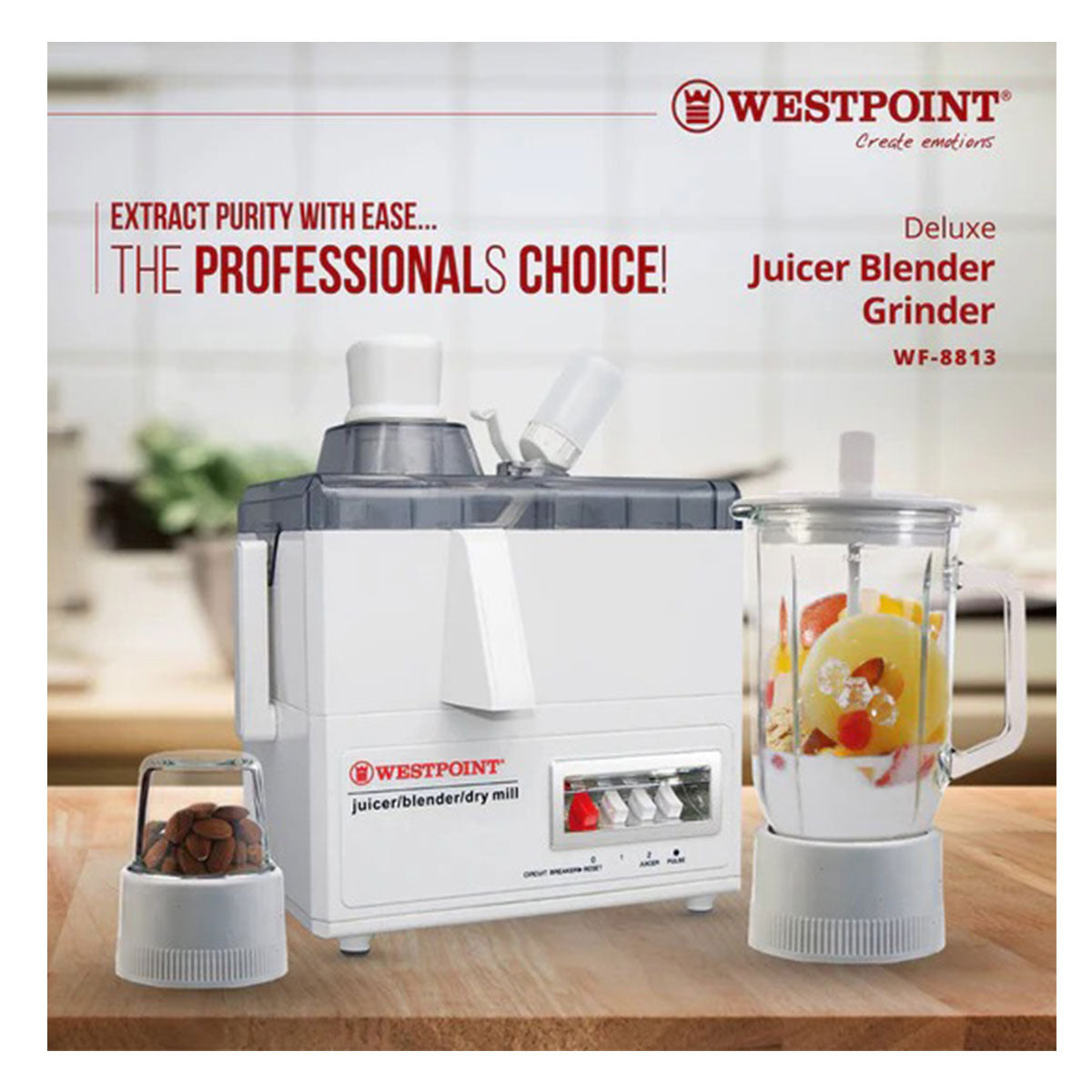 Westpoint 3 in 1 Juicer Maker  and  Blender WF-8813