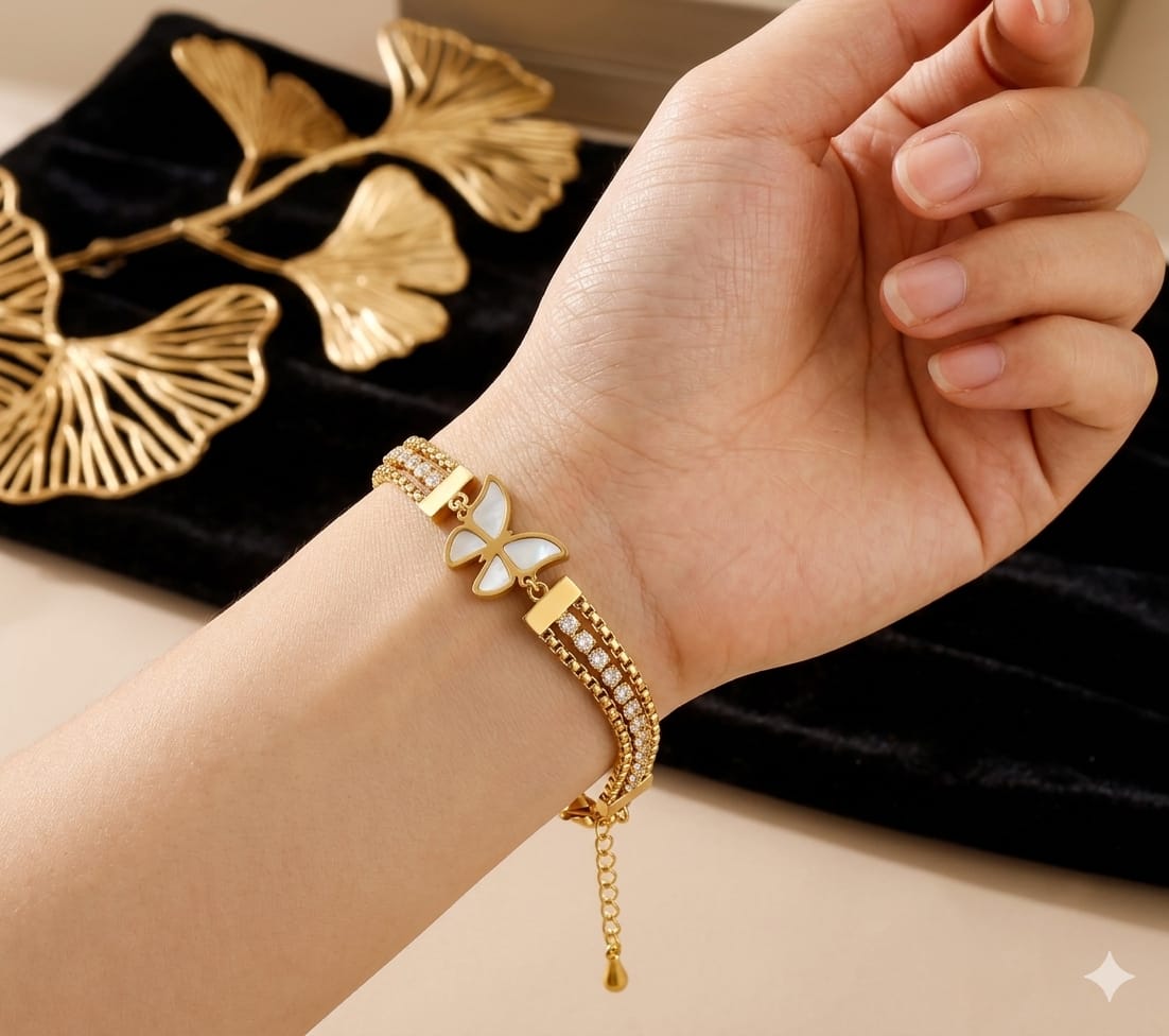 SS Steel Tori & Butterfly Bracelet - B2