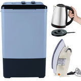 Dawlance Single Tub Washing Machine DW-9100 CLEAR LID 12kg + Premium Electric Kettle + Premiun Iron
