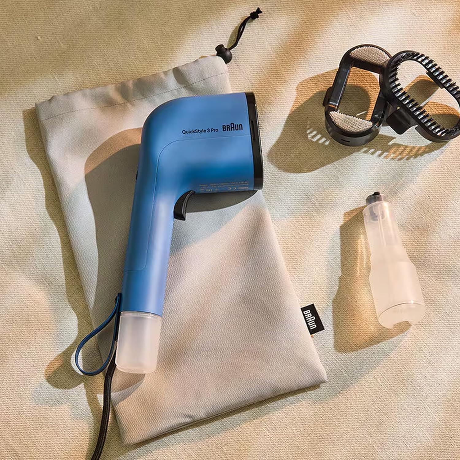 Braun QuickStyle 3 Pro Garment Steamer, Quick Heat-Up, Smart iCare Technology, Handheld Garment Steamer, Vertical Ironing, Capacity 70ml + 120ml, 1100 Watts - GS 3024