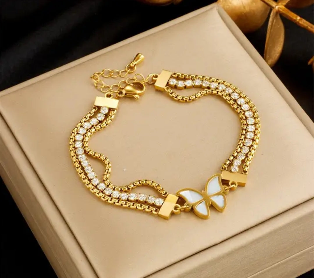 SS Steel Tori & Butterfly Bracelet - B2