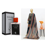 Surmawala Lawn | Printed Fabric 3 Piece Unstitched Collection - (Article 1) + Surmawala Sanan For Women EAU DE PARFUM - 50ML
