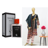Surmawala Lawn | Printed Fabric 3 Piece Unstitched Collection - (Article 3) + Surmawala Sanan For Women EAU DE PARFUM - 50ML