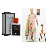 Surmawala Lawn | Printed Fabric 3 Piece Unstitched Collection - (Article 7) + Surmawala Sanan For Women EAU DE PARFUM - 50ML