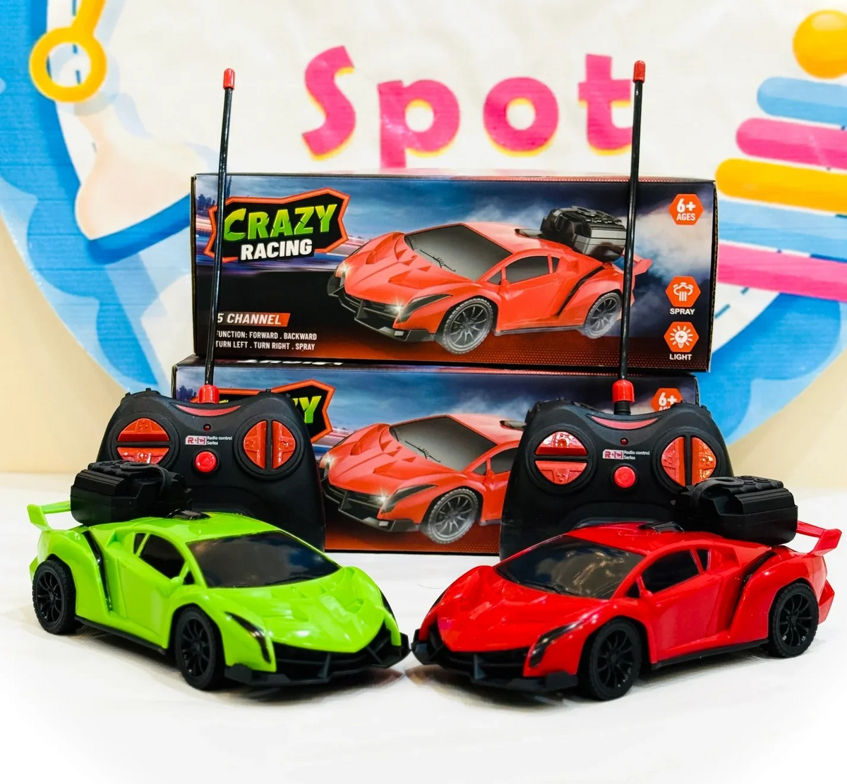 Crazy Racing RC Spray Sports Car – Remote Control Smoke Car with LED Lights item no XJD575-68A